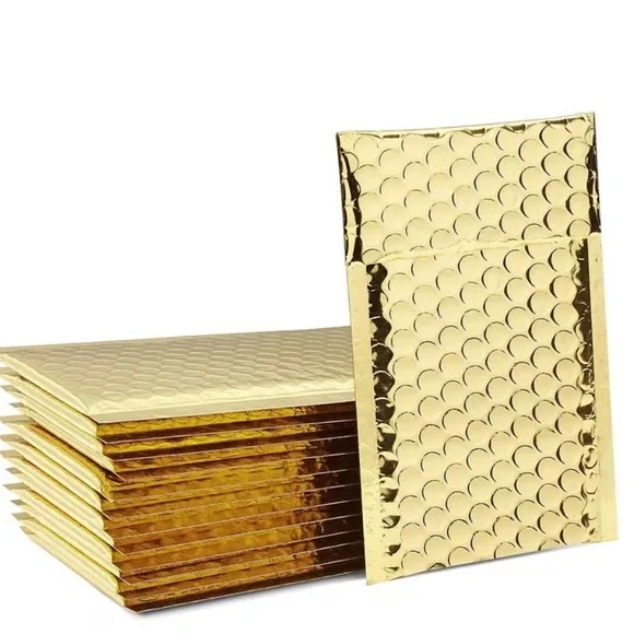 10 Count - 4x8 Gold Metallic Bubble Mailers - Picture 1 of 3